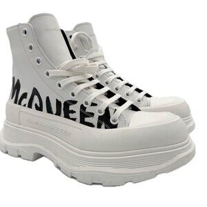 Alexander McQueen Tread Slick Boot Graffiti Optic White 10.5